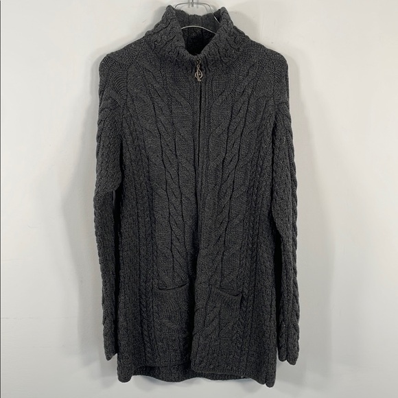 Shannon Woolen Mills Zipper Front Irish Merino Wool Mockneck Cardigan Sz 2X - Picture 1 of 11
